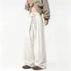 Pantalones Casuales de Raya Estilo Old Money para Hombre, Estilo Americano, Caídos, Tallas Grandes, Pierna Recta, Pantalones Anchos Sueltos para Otoño, para Hombres Altos y de Talla Grande
