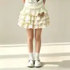 Blusas Cartoon Estilosas de Manga Curta para Meninas, Saias de Bolo Casuais Estilo College de Verão, Conjuntos de Duas Peças para Crianças Mais Velhas