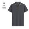 Camiseta Publicitaria Verano Elegante Polo Rayado de Media Cremallera Top de Manga Corta Solapa Ropa de Trabajo Logo Impreso Personalizado