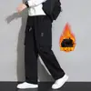 Otoño e Invierno Forrados de Felpa Cálidos Overoles Rectos Pantalones de Carga para Hombre Primavera y Otoño Marca de Moda Pantalones Deportivos Sueltos Pantalones Casuales