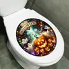 Xinuo PH-QTB879 Corona de Halloween con luces de colores, adhesivo de inodoro con diseño de fantasma y calabaza para embellecimiento y decoración del baño