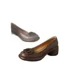 Zapatos de Mujer Otoño 2026 Estilo Vintage Piel Suave Puntera Redonda Suela Gruesa Tacón Grueso Nuevos Versátiles Zapatos de Piel con Suela Blanda de Tacón Bajo para Mujer