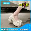 Zapatos de mujer de suela gruesa de tacón alto primavera y verano tacón alto versátil aumento suela suave zapatos pequeños de cuero nuevo de mujer
