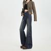 Calça Flare Bordada Elástica para Mulheres, Corte Amplo, Não Apertada nas Pernas, Calça Boca de Sino Vintage, Calça Longa Emagrecedora e Versátil