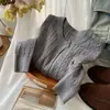 Cárdigan de Punto Trenzado Bordado Little Pony Otoño Invierno Principios de Primavera Retro Cuello Redondo Rojo Blanco Manga Larga Suéter Chaqueta para Mujer