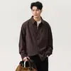 Ropa para Hombre Xintang 2026 Camisa de Manga Larga de Color Sólido con Cuello de Solapa de Tencel Lyocell para Hombre, Chaqueta Camisa de Estilo Minimalista Casual