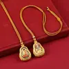 Collar de Calabaza Mini Thangka Dorado con Colgante Thangka de las Ocho Grandes Deidades Guardianas por Ambos Lados