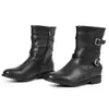 Botas de cuero de talla grande para otoño e invierno, punta redonda, hasta la pantorrilla, con suela de goma, antideslizantes, cierre de cremallera, ligeras, versátiles, exportación transfronteriza, botas Martin de color liso