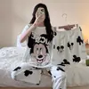 Pijama para Mujer, Estilo Ins de Verano, Holgado, Talla Grande, Pantalón Corto, Ropa de Casa, Se Puede Usar Afuera, Conjunto de Tres Piezas de Verano, Dibujos Animados