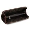 1182 Cartera para Hombre de Cuero Crazy Horse Retro con Relieve Moda Bolso Largo para Teléfono Móvil Portafolio con Cremallera de Cuero Genuino Ranuras Múltiples para Tarjetas