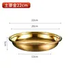 Plato Multifuncional de Acero Inoxidable Transfronterizo Estilo Coreano Plato Dorado para la Cena Plato Redondo Engrosado para el Hogar Plato Comercial para Kimchi Marinado Crudo y Ensalada