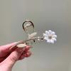 Horquilla de pelo con flor grande y elegante de alta calidad de Corea del Sur para mujer, tocado elegante, horquilla con clip de tiburón perlado