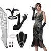 Nuevo Producto 2025 Tallas S-4XL1920 Vestido Retro Gatsby con Lentejuelas y Perlas con Escote en V Delantero y Trasero Vestido de Moda con Borlas
