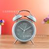 Reloj despertador silencioso de 4 pulgadas, reloj de timbre de metal, estéreo digital creativo con luz nocturna, reloj de mesita de noche para dormitorio de estudiante