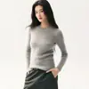 Nova coleção de outono: suéter feminino de cashmere, gola redonda, caimento justo, valoriza a silhueta, segunda pele de tricô, pulôver versátil, top macio