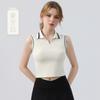 Tops Esportivos para Mulheres, Treinamento de Corrida, Coletes sem Mangas com Gola Lapela para Fitness, Camisetas de Badminton Tênis, Roupas de Yoga de Secagem Rápida para Mulheres