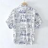 Camisa de manga curta com 1639 letras impressas masculina tendência japonesa usar camisa casual solta uma geração de cabelo