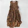 Vestido Casual de Algodão Puro com Estampa Digital Nova, Gola Redonda, Sem Mangas, Comprimento Médio, Para Mulheres, Verão na Praia