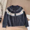 Nueva Serie de Cardigan de Punto con Bloques de Color Versátil, Cuello Redondo, Manga Larga, Estilo Casual Simple Coreano Inspirado en Diseño de Primavera para Mujer