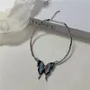 Colar de borboleta azul gargantilha colar acessórios feminino luz luxo nicho colar corrente