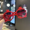 Óculos Estilo Coreano Pingente de Ursinho Orelha de Coelho Óculos de Sol Anti-UV para Crianças Desenho Animado Fofo de Maçãzinha Óculos de Sol de Férias