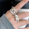 Anillo Geométrico Retro de Plata de Ley S925 para Mujer, Estilo Minimalista, Lujo Ligero, Versátil, Anillo Abierto Ajustable para el Dedo Índice, Producto Nuevo