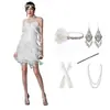 Tamanho Grande P-3XL1920S Traje Retro Gatsby Vestido Curto Saia com Lantejoulas, Pedrarias e Franjas Saia de Dança Latina