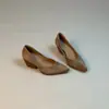 Zapatos Planos para Mujer, Estilo Elegante y Maduro, Color Albaricoque, Punta Fina, Gamuza, Sin Cordones, Muy Versátiles, Tacones Altos de Tacón Grueso