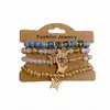Pulsera de Cordón de Cuero con Cuentas Acrílicas, Juego de Siete Piezas, Pulsera Versátil de Moda para el Trabajo con Diseño Único, Joyería de Nicho para Mujer