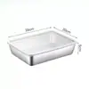 Caja de almacenamiento profunda de acero inoxidable para puestos y picnics, caja rectangular multiusos, bandeja rectangular de acero inoxidable para refrigerador, bandeja para toallas