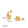 Brincos Minimalistas em Aço Inoxidável em Forma de C Versáteis Moda Studs de Aço Titânio Galvanizados a Vácuo em Ouro 18K Brincos