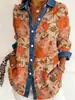2026 Nova Camisa Patchwork Estilo Europeu e Americano com Estampa Floral 3D para Mulheres, Jaqueta Cardigã Versátil de Manga Longa Moda Primavera