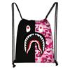 Bolsa com Cordão Estampada de Tubarão Nova Transfronteiriça Mochila Grande para Estudantes Bolsa de Armazenamento Grande Casual para Exterior Venda por Atacado