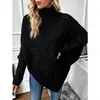 Amazon en stock nueva colección otoño/invierno 2026: suéter de punto trenzado con mangas murciélago, estilo europeo y americano, tejido tipo capa de cuello alto redondo