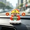 Adorno del Dios de la Riqueza con Cabeza Oscilante, Decoración de Tablero de Coche con Resorte, Adorno de Escritorio de Estilo Chino que Atrae la Fortuna al por Mayor