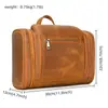 Neceser de Cuero Genuino para Hombres y Mujeres, Cuero Crazy Horse Vintage Bolsa de Cosméticos, Bolsa de Almacenamiento con Forro Impermeable, Neceser