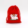 Fornecimento Direto Transfronteiriço Grande Saco Vermelho de Veludo de Natal Saco para Embalagem de Presente de Joias Saco de Presente para Doces de Maçã do Papai Noel