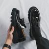 Zapatos Gorro de Charol para Hombre Transpirables Estilo Británico Punta Redonda Brillantes Suela Gruesa Zapatos de Cuero para Peluquero Mocasines Casuales para Hombre
