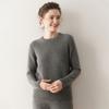 Suéter de Cachemira Grueso de Doble Hilo para Mujer Cuello Redondo Ropa Interior Otoño e Invierno Nuevo Jersey de Punto de Manga Larga Estilo Casual Diario