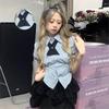 Uniforme JK Estilo Colegial Japonês para Mulheres, Ajustado na Cintura, Emagrecimento, Camisa de Manga Curta com Manga Bufante, Saia Bolo de Babados de Cintura Alta