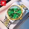 Dropshipping Oulisi Modelo Nuevo Dorado Completamente Impermeable Luminoso Correa de Acero Transfronterizo Comercio Exterior Reloj de Cuarzo para Hombre