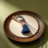 Color degradado tejido a mano nudo Vajra borla hilo de algodón anillo para dedo hebilla llavero colgante para bolso accesorio colgante para solapa