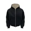 Chaqueta con capucha y cremallera para hombre Otoño/Invierno 2026 con forro de estampado de leopardo, Abrigo casual holgado de contraste de color, Sudadera tipo cárdigan para hombre
