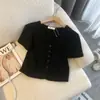 Toma Real de Camiseta de Diseño de 4 Colores con Cuello en V Corto para Mujer, Corte Ajustado, Versátil, Manga Corta, Sin Cierre, Algodón Puro