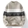 Suéter de Veludo de Visão Outono e Inverno Masculino Gola Alta Meia Manga com Forro de Lã Tricotado Espesso Camisa Base Moda Outono