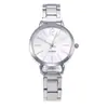 Reloj de cuarzo de moda para mujer, reloj de lujo para mujer, esfera circular simple, reloj de acero inoxidable para mujer