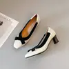 Novedad Primavera 2026 Zapatos de Tacón Grueso con Lazada, Tacones Altos Bajos para Mujer, Cuadrados Retro, Cómodos para el Trabajo
