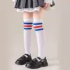 Meias CUHK para crianças e meninas meias de comprimento médio meias até o joelho meias brancas infantis meias finas de veludo de verão meias de meio cano