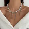 Colar Design Europeu e Americano Transfronteiriço Elegante Corrente de Pérola Imitação Enrolada Ins Metal Coração Empilhado Colar Clavícula