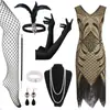 Vestido de Noite Halloween S-4XL Exportação Amazon Anos 1920 Retrô Gatsby Bordado Lantejoulas Franja
